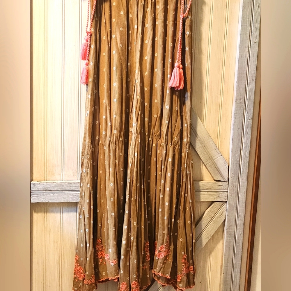 Free People yellow/chartreuse polka dot embellished palazzo pants BNWOT